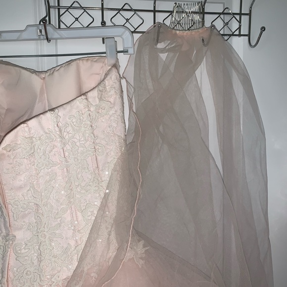 Oleg Cassini Strapless Ruffled Skirt Wedding Dress - Picture 8 of 11